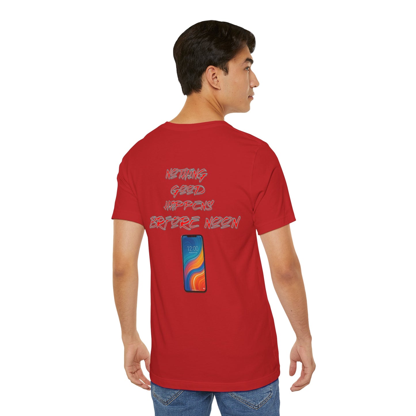Nothing Good Happens Before Noon, Back Print Unisex Tee | Casual Wear, Gift for Friends, Birthday Tee, Everyday Comfort