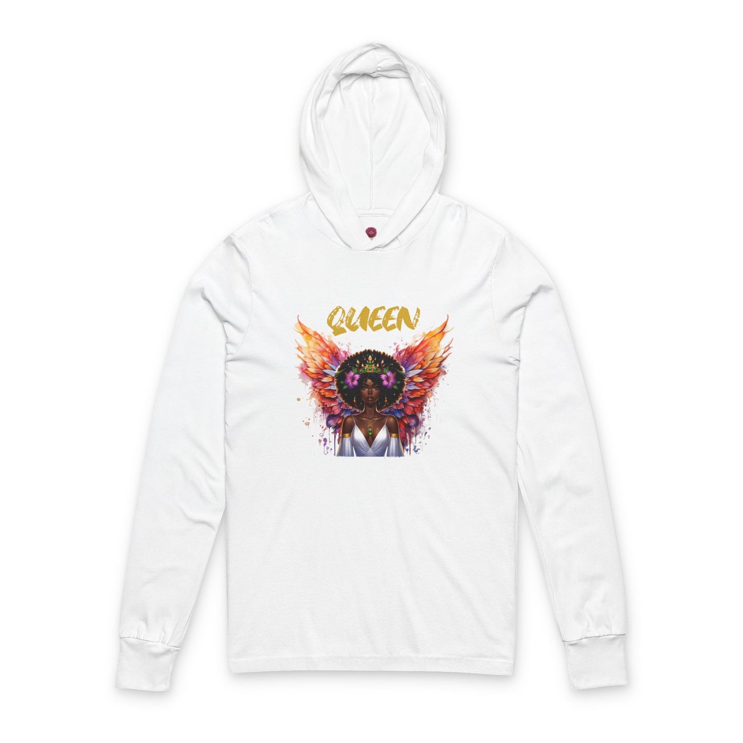 Queen Unisex Long Sleeve Hooded Tee - Empowering Graphic Tee for Confident Women