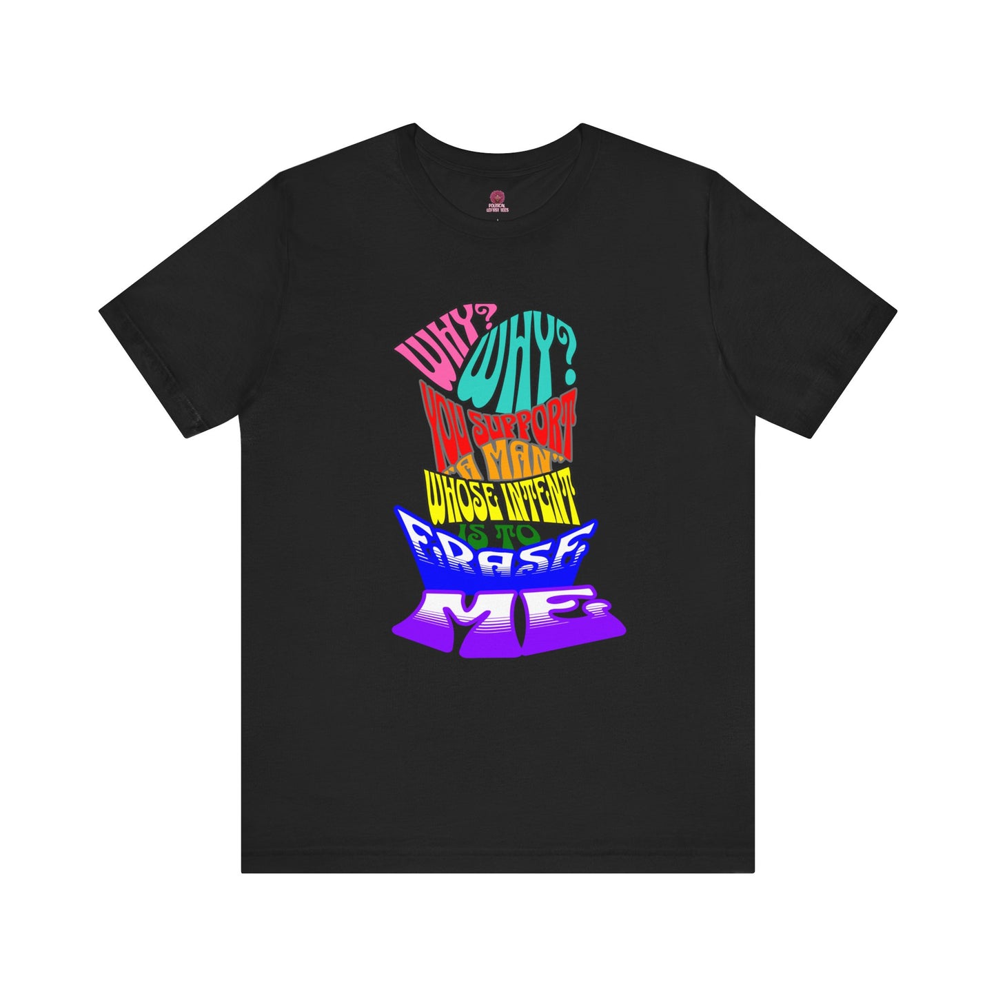 Colorful Front and Back Graphic Pride Unisex Tee - Why? You Support "a man"" Statement Shirt
