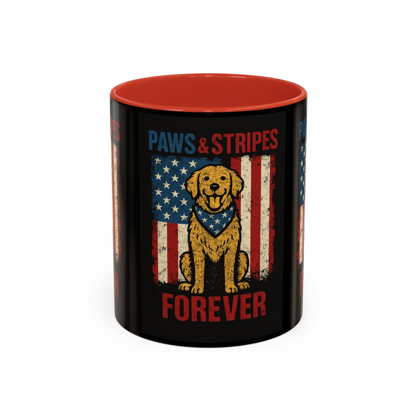Dog Lover's Paws & Stripes Coffee Mug - Forever Loyal Pet Gift, 4th of July, Patriotic Dog Decor, Unique Pet Owner Mug