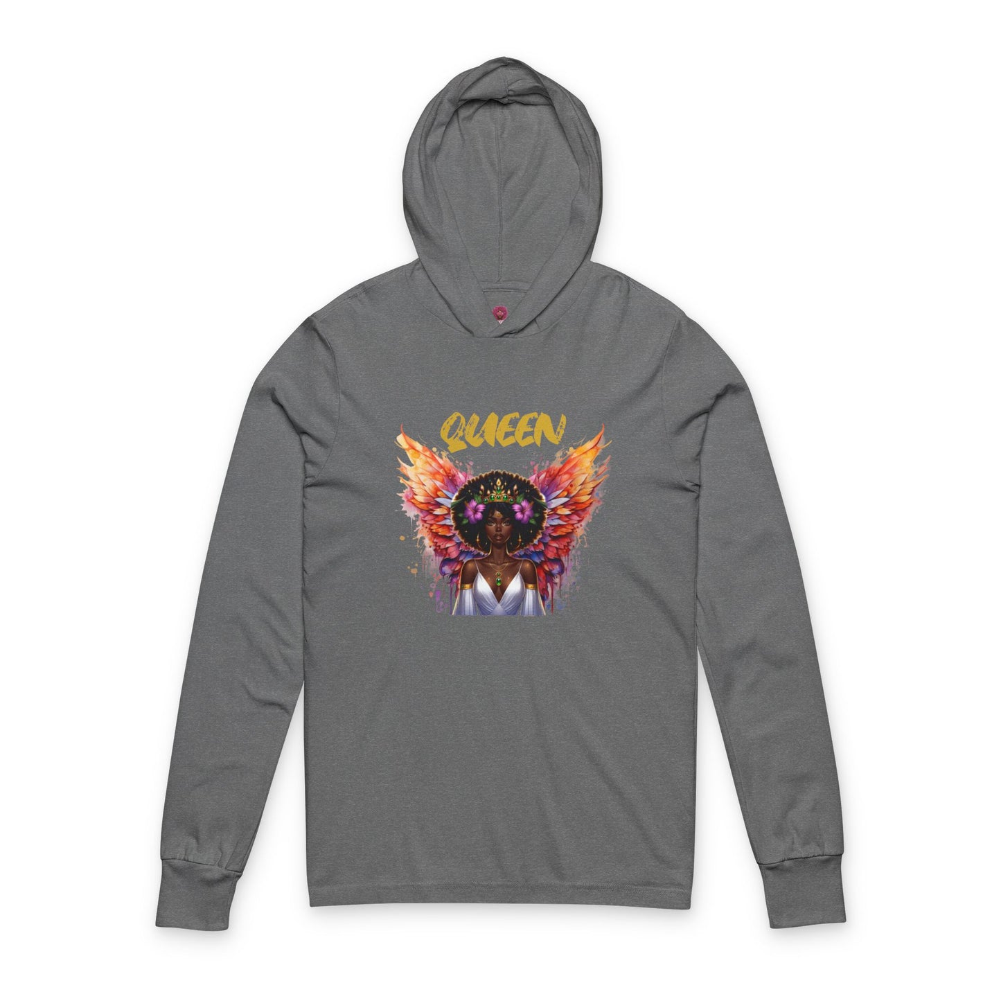 Queen Unisex Long Sleeve Hooded Tee - Empowering Graphic Tee for Confident Women