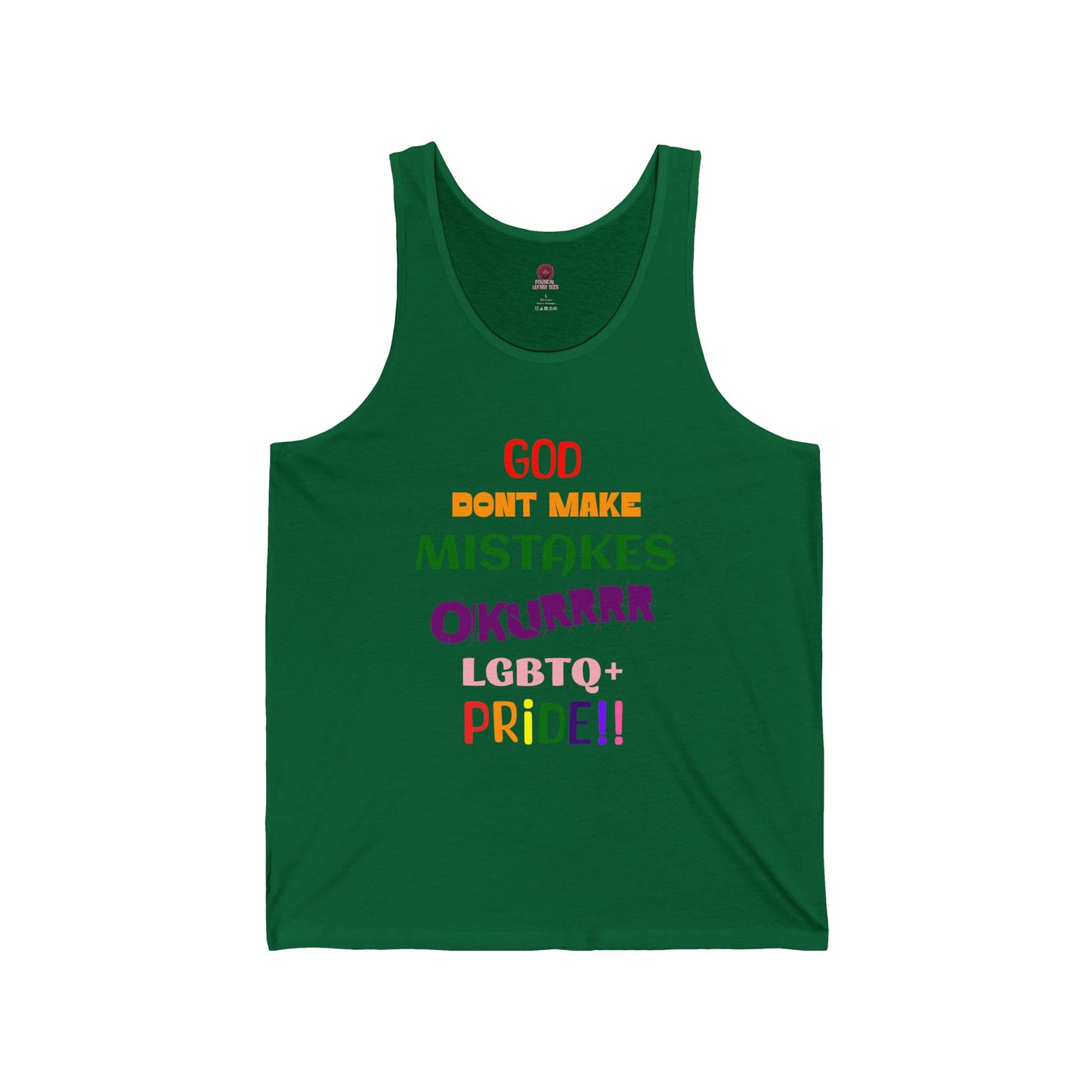 Pride Statement - "God Don't Make Mistakes, Okurrr!" - Unisex Short Sleeve Tank Top
