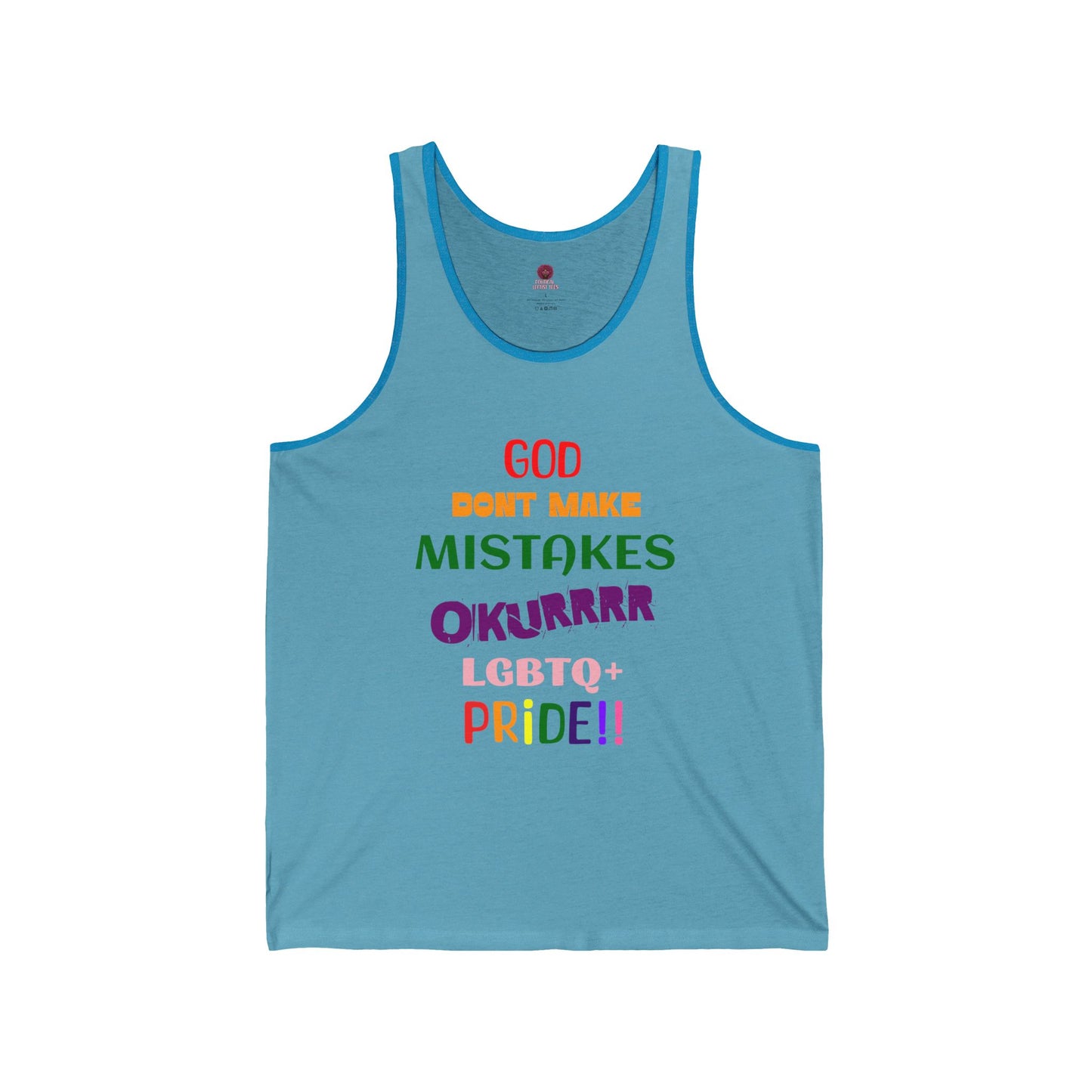 Pride Statement - "God Don't Make Mistakes, Okurrr!" - Unisex Short Sleeve Tank Top