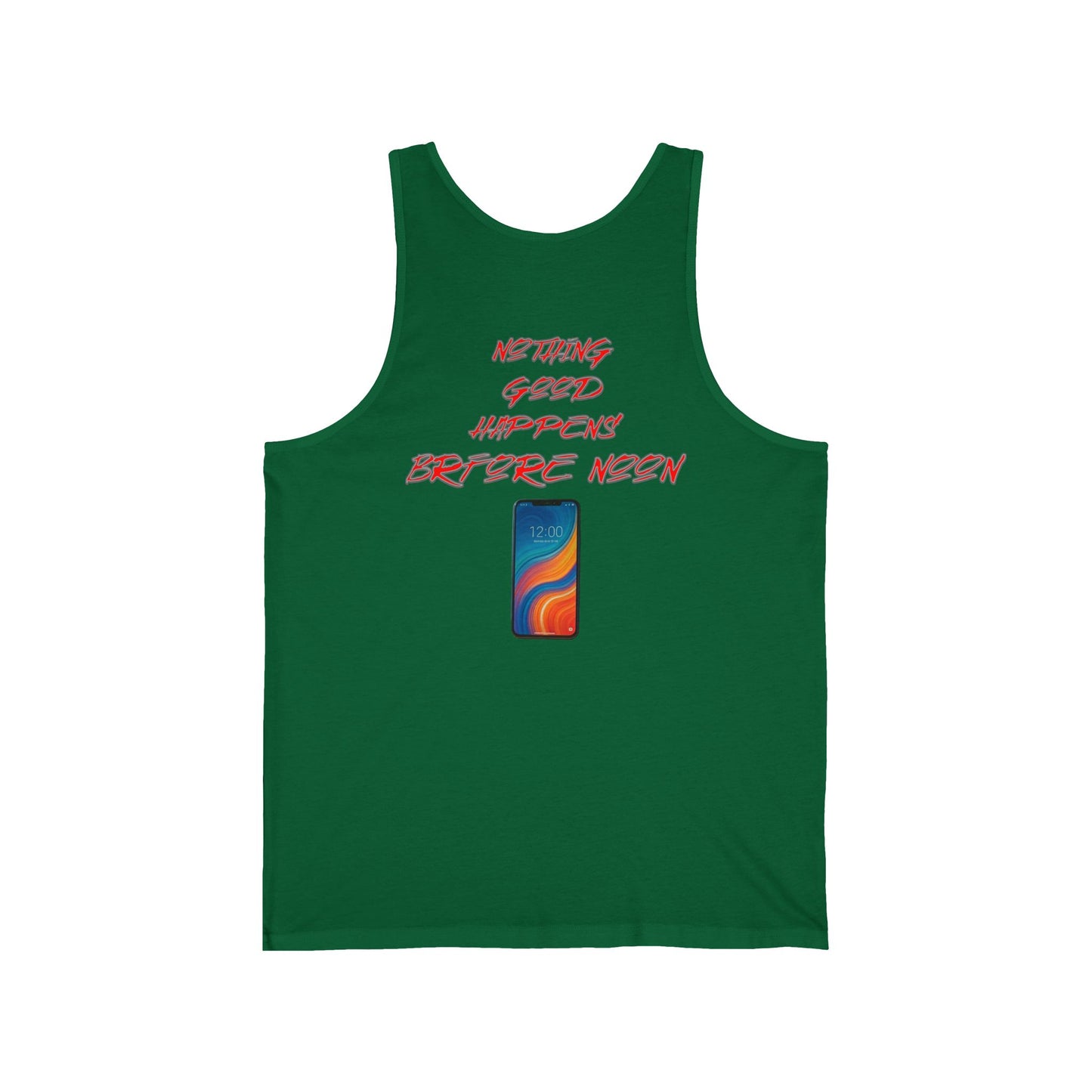 Nothing Good Happens Before Noon, Back Print Unisex Tank Top | Casual Wear, Gift for Friends, Birthday Top, Everyday Comfort