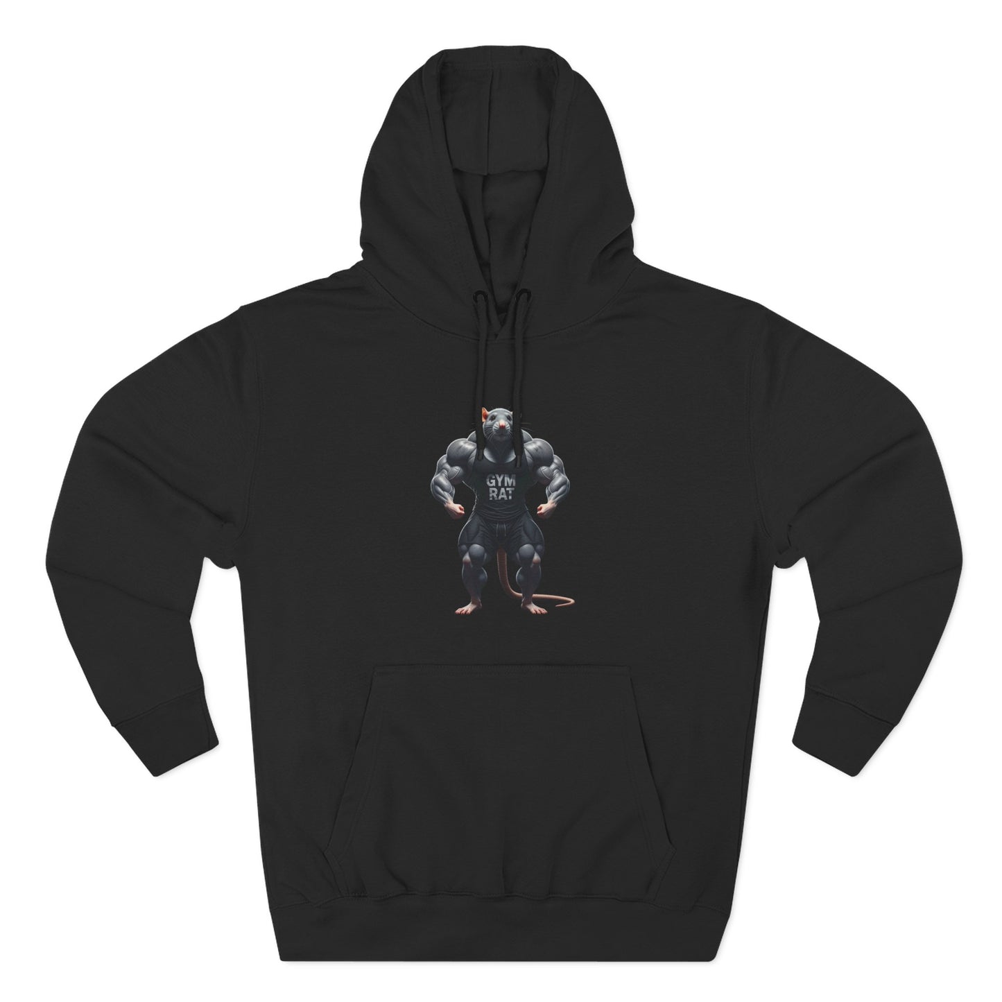 Gym Rat Front & Back Design Fleece Hoodie For Workout, Great For Gym, Warm Winter Apparel, Unique Graphic Sweatshirt