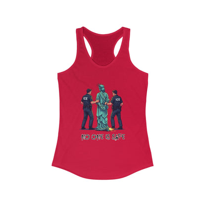 Protest Graphic Women's Racerback Tank Top Lady Liberty Arrested -No One Is Safe T-Shirt, Social Justice Apparel, Activism Clothing