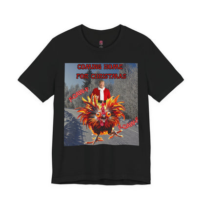 Christmas T‑Shirt “Coming Home for Christmas” with Festive Rooster Design