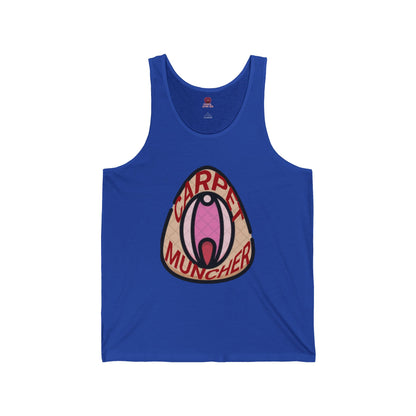 Playful Graphic Pride Tank Top - 'Carpet Muncher', Quirky Humor Unisex Graphic Tee