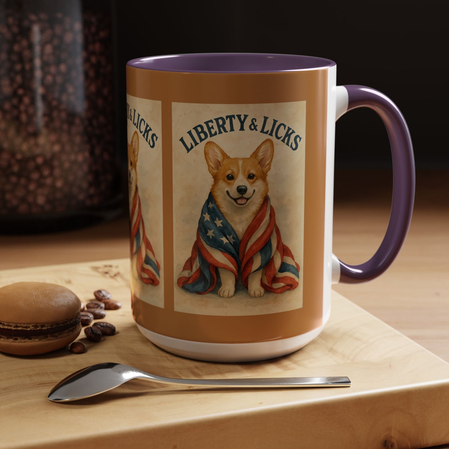 Liberty & Licks Corgi Mug | Cute Coffee Cup | Dog Lover Gift | Patriotic Drinkware | American Dog Mug | Animal Lover's Coffee Mug