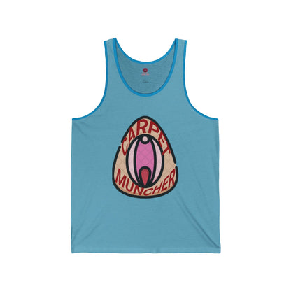 Playful Graphic Pride Tank Top - 'Carpet Muncher', Quirky Humor Unisex Graphic Tee