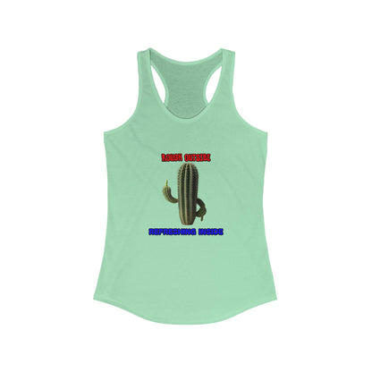Women's Rough Outside Refreshing Inside Cactus Themed Raceerback Tank, Summer Vibes Tank