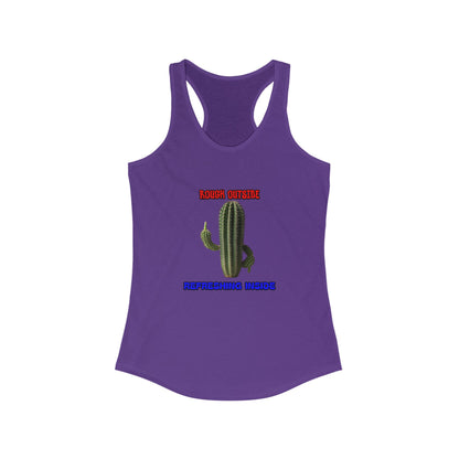 Women's Rough Outside Refreshing Inside Cactus Themed Raceerback Tank, Summer Vibes Tank