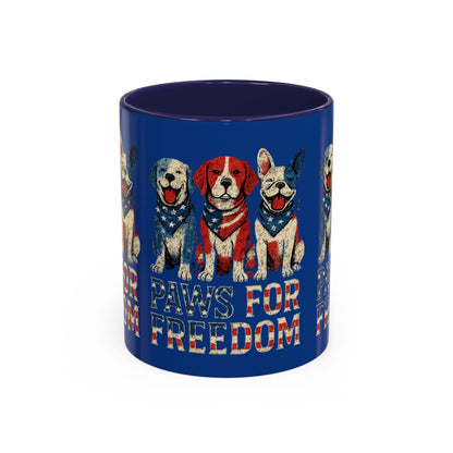 Patriotic Dog Mug - Paws for Freedom, Pet Lover Gift, 4th of July Decoration, Coffee Cup for Dog Owners, Animal Rights Celebration