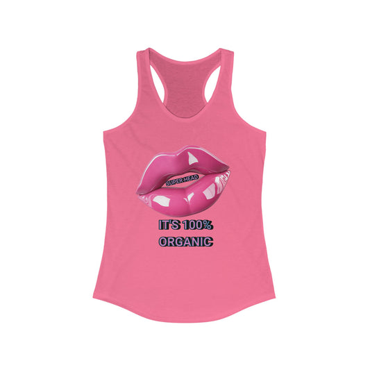 Super Head Gurl It's 100% Organic Women's Racerback Tank, Fun Graphic T-Shirt, Stylish Everyday Top