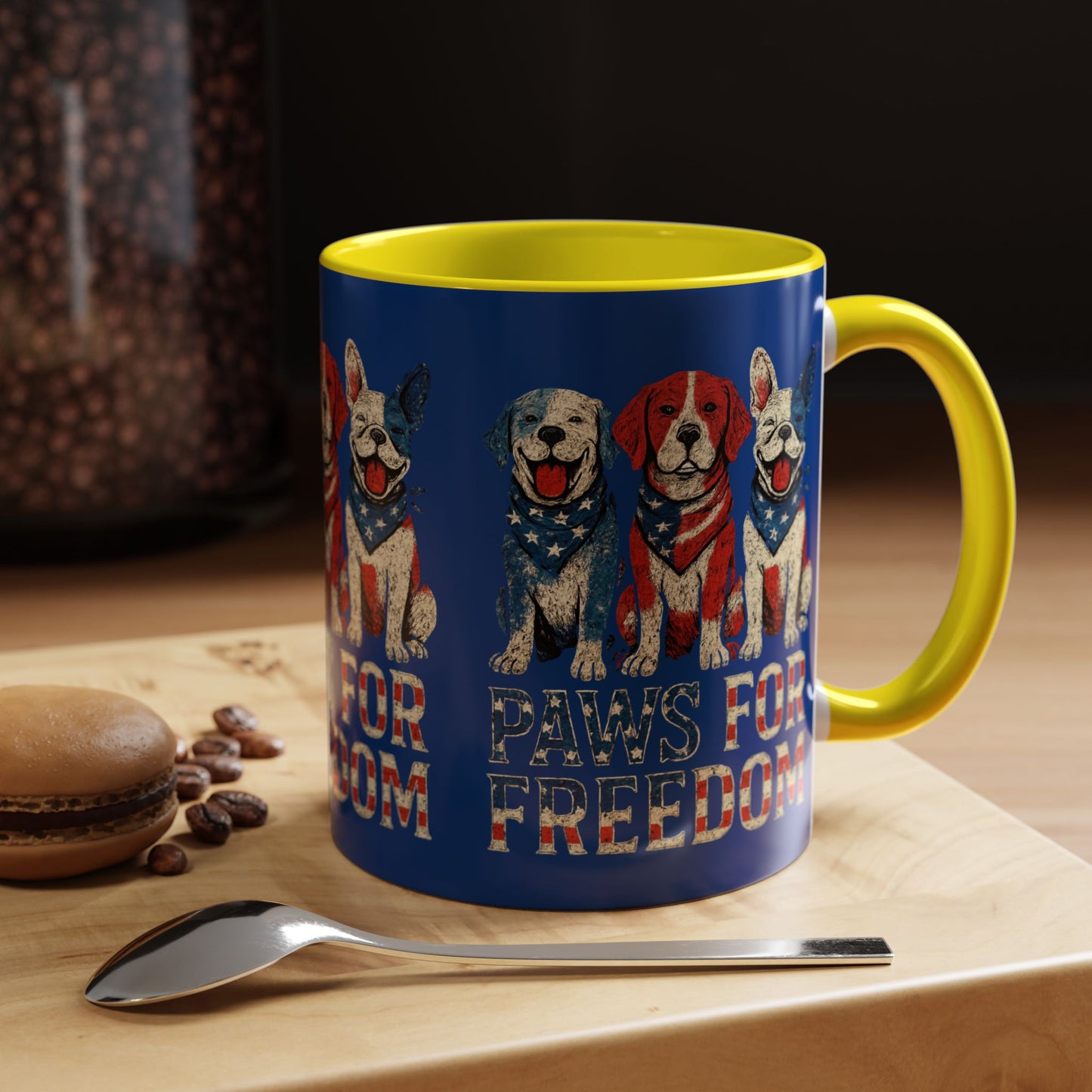 Patriotic Dog Mug - Paws for Freedom, Pet Lover Gift, 4th of July Decoration, Coffee Cup for Dog Owners, Animal Rights Celebration