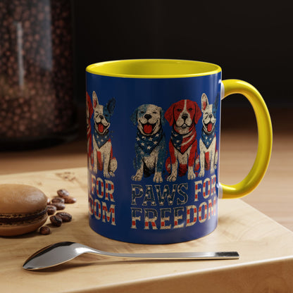 Patriotic Dog Mug - Paws for Freedom, Pet Lover Gift, 4th of July Decoration, Coffee Cup for Dog Owners, Animal Rights Celebration