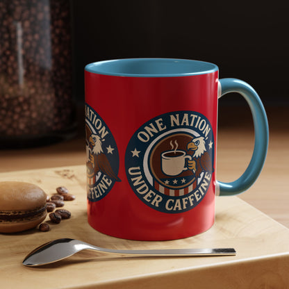 Patriotic Coffee Mug, One Nation Under Caffeine, USA Gift, Americana Mugs, Coffee Lovers Gift, Red White Blue Cup