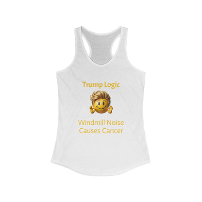 Women's Racerback Tank Top: Windmill Noise Causes Cancer