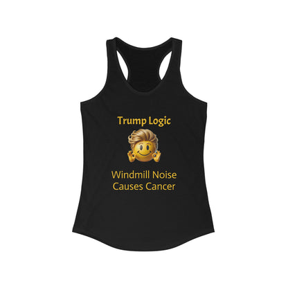 Women's Racerback Tank Top: Windmill Noise Causes Cancer