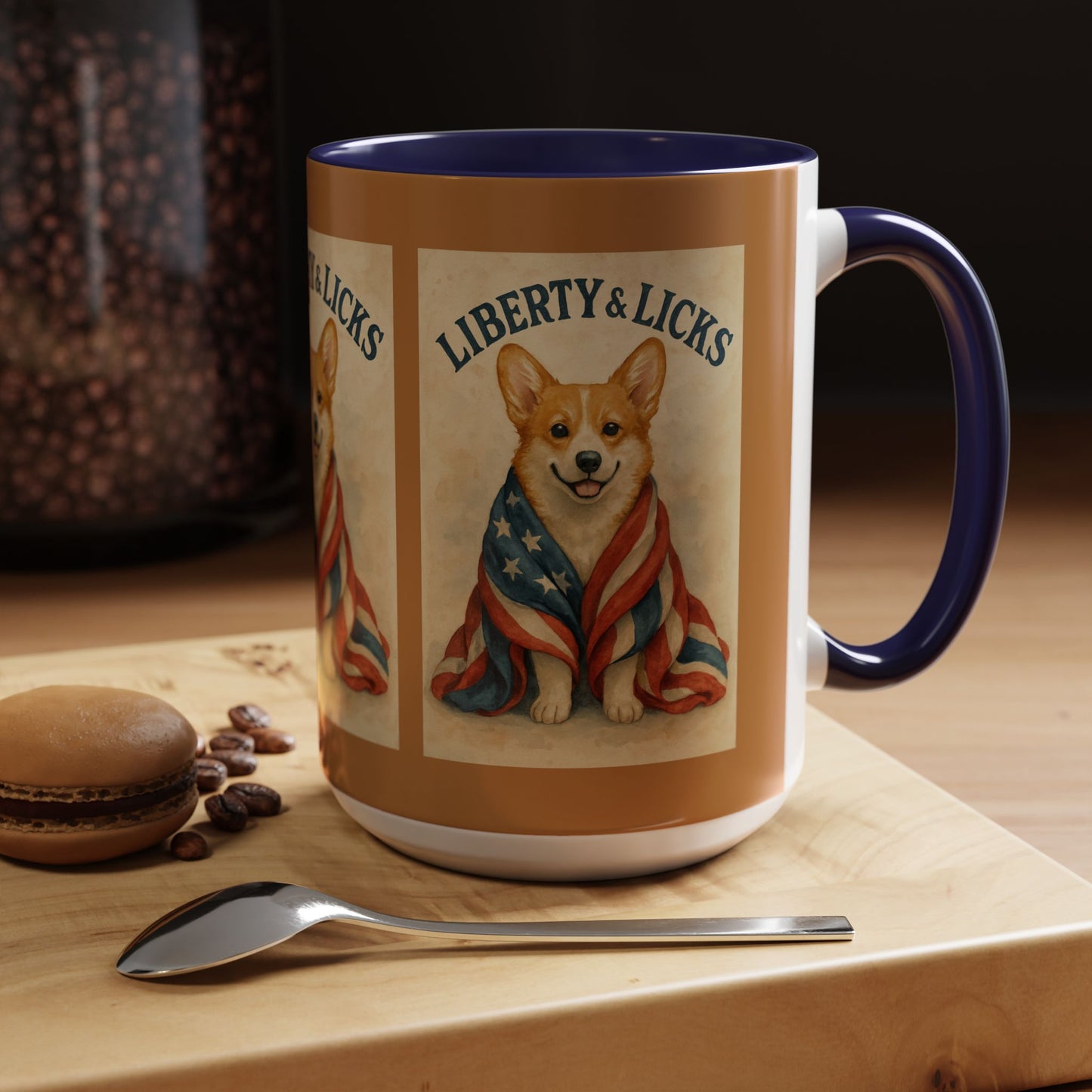 Liberty & Licks Corgi Mug | Cute Coffee Cup | Dog Lover Gift | Patriotic Drinkware | American Dog Mug | Animal Lover's Coffee Mug