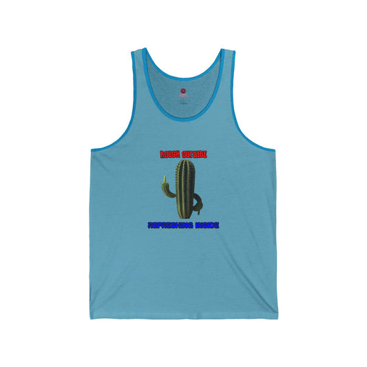 Rough Outside Refreshing Inside Cactus Themed Unisex Tank Top, Summer Vibes Tee, Refreshing Humor Top