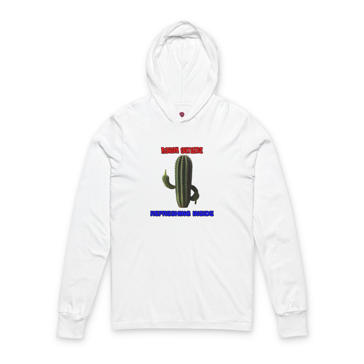 Rough Outside Refreshing Inside Cactus Themed Long Sleeve Hooded Unisex T-Shirt, Summer Vibes Tee