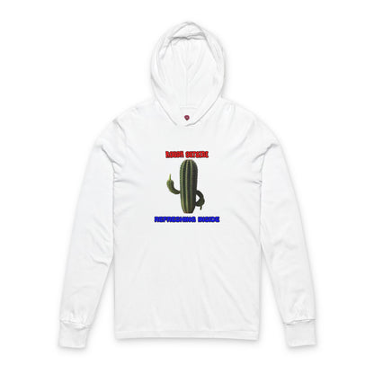 Rough Outside Refreshing Inside Cactus Themed Long Sleeve Hooded Unisex T-Shirt, Summer Vibes Tee