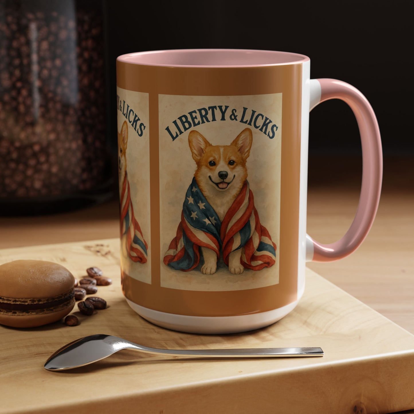Liberty & Licks Corgi Mug | Cute Coffee Cup | Dog Lover Gift | Patriotic Drinkware | American Dog Mug | Animal Lover's Coffee Mug