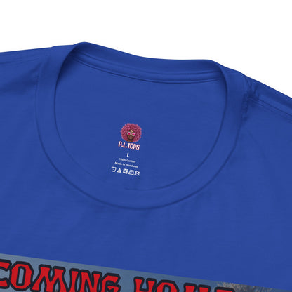 Christmas T‑Shirt “Coming Home for Christmas” with Festive Rooster Design