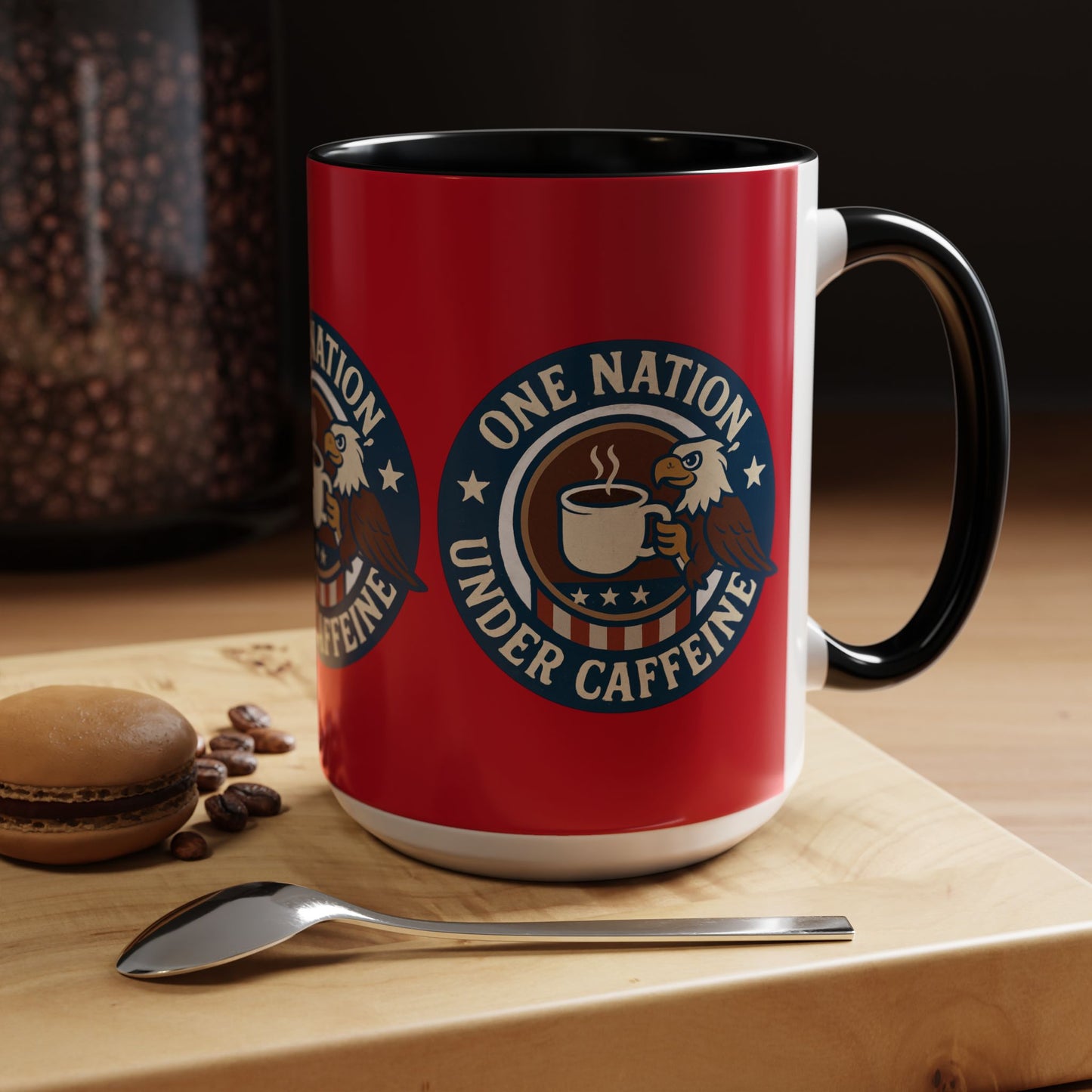 Patriotic Coffee Mug, One Nation Under Caffeine, USA Gift, Americana Mugs, Coffee Lovers Gift, Red White Blue Cup