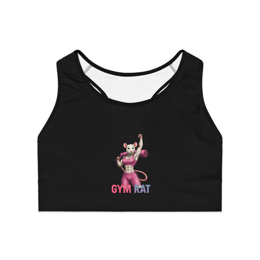 Gym Rat Sports Bra - Motivational Workout Gear, Fitness Apparel, Activewear, Gift for Gym Lovers, Cute Exercise Outfit