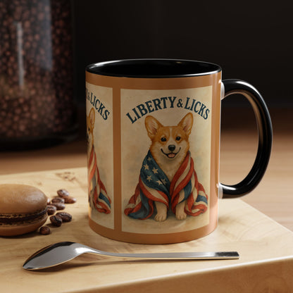 Liberty & Licks Corgi Mug | Cute Coffee Cup | Dog Lover Gift | Patriotic Drinkware | American Dog Mug | Animal Lover's Coffee Mug