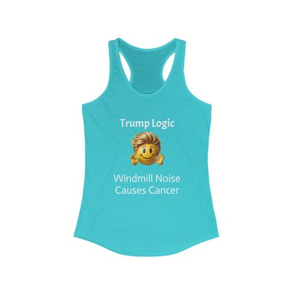 Women's Racerback Tank Top: Windmill Noise Causes Cancer