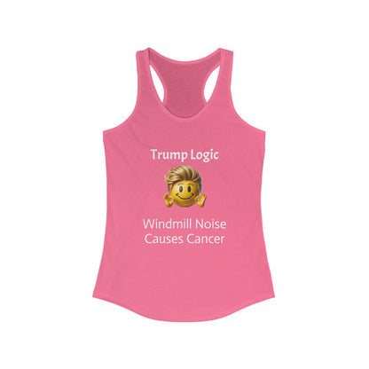 Women's Racerback Tank Top: Windmill Noise Causes Cancer