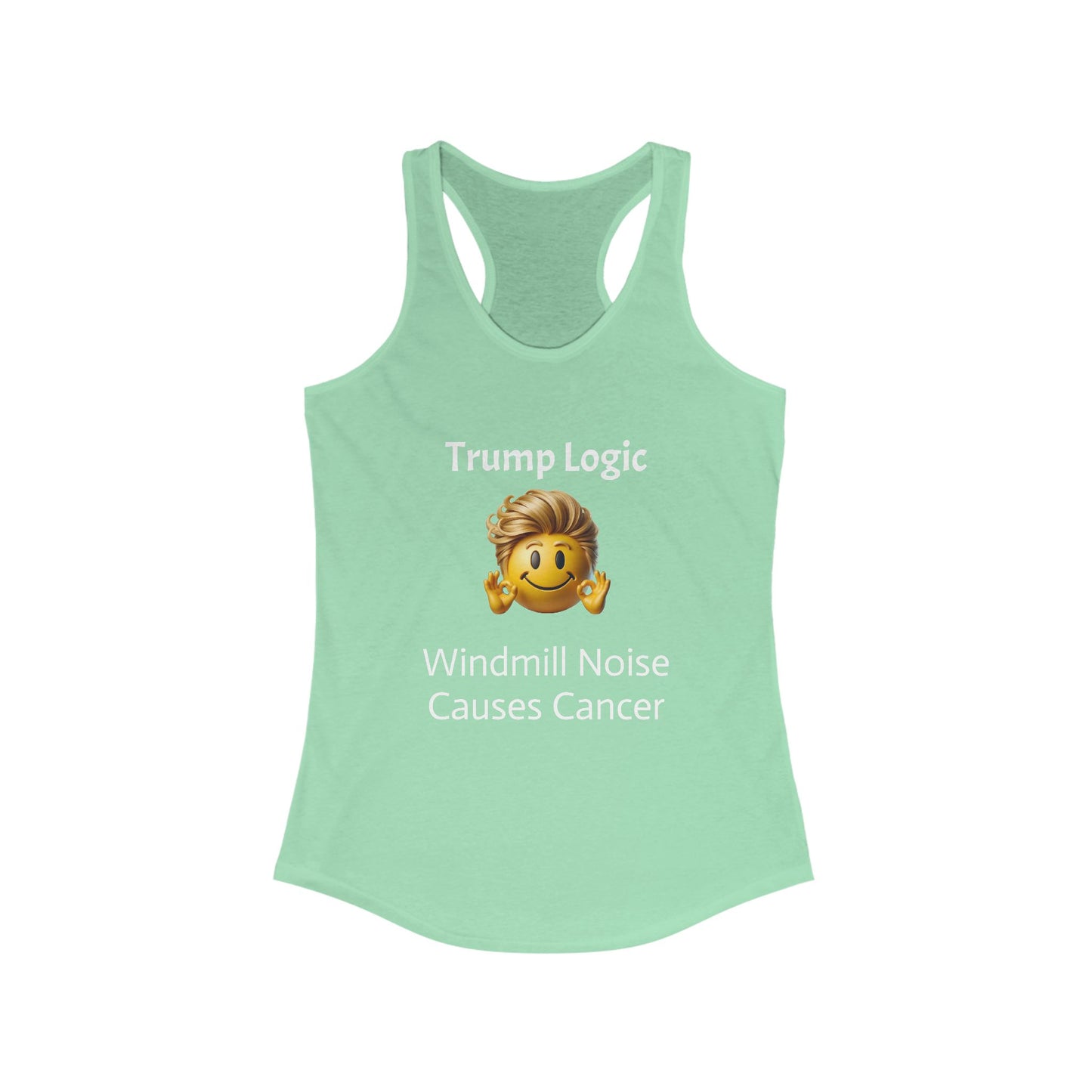 Women's Racerback Tank Top: Windmill Noise Causes Cancer