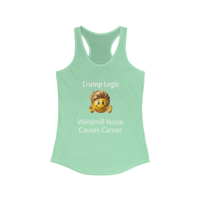 Women's Racerback Tank Top: Windmill Noise Causes Cancer