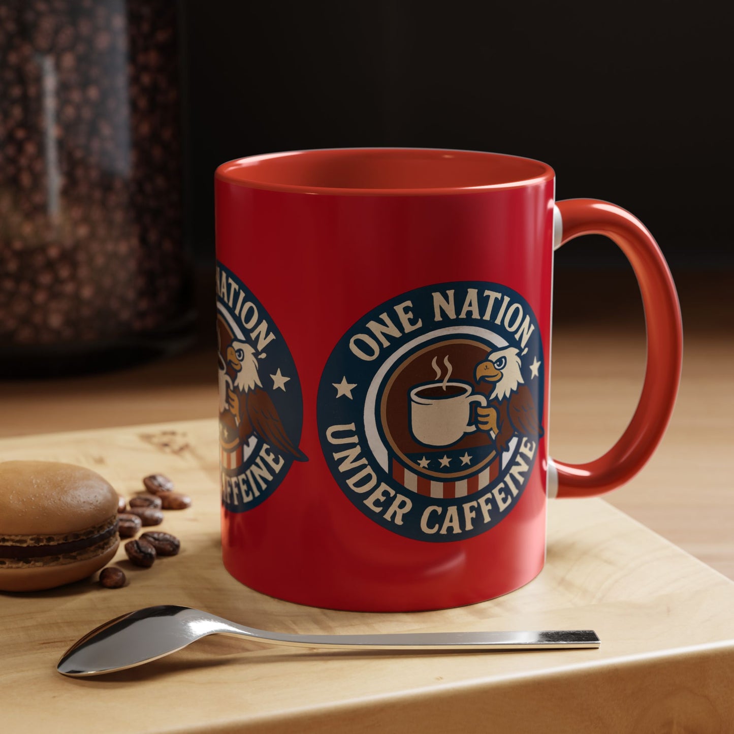 Patriotic Coffee Mug, One Nation Under Caffeine, USA Gift, Americana Mugs, Coffee Lovers Gift, Red White Blue Cup
