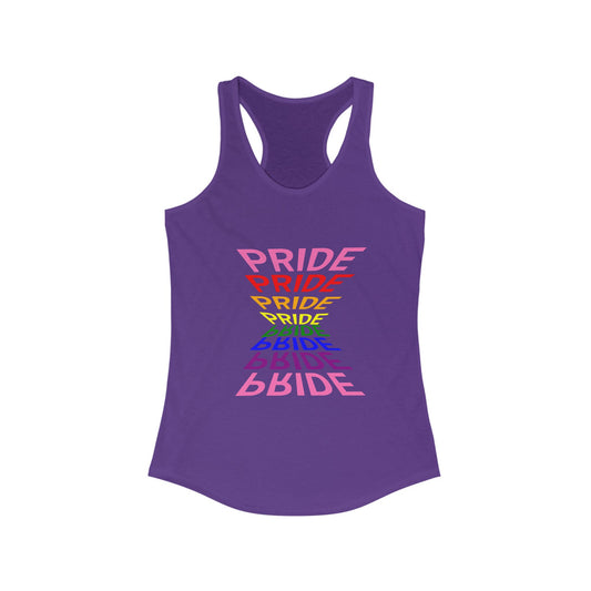 "Pride" Women's Graphic Racerback Tee, Pride Shirt, LGBTQ+ Awareness Top