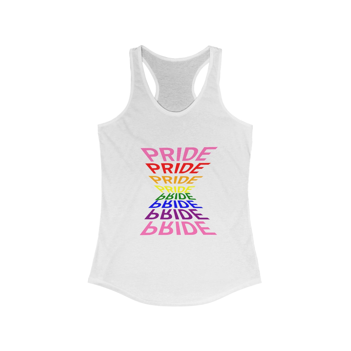 "Pride" Women's Graphic Racerback Tee, Pride Shirt, LGBTQ+ Awareness Top