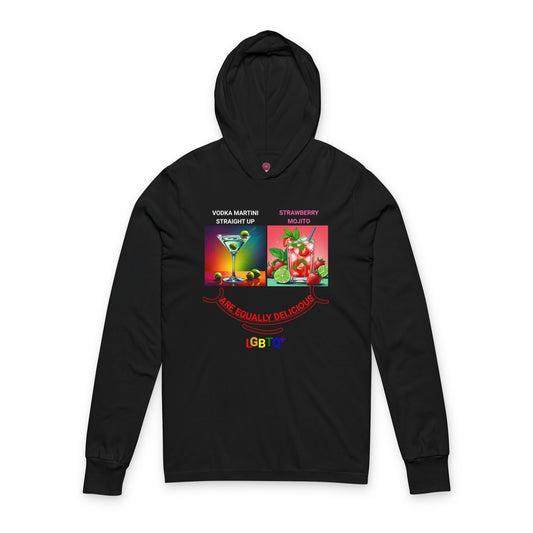 LGBTQ+ All Equally Delicious Cocktails Long Sleeve Hooded Tee - Fun Pride Celebrations