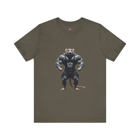 Gym Rat Men's Jersey Tee, Front & Back Design, Funny Gym Shirt for Fitness Lovers, Workout Tee for Animal Enthusiasts, Fitness Gift for Him/Her