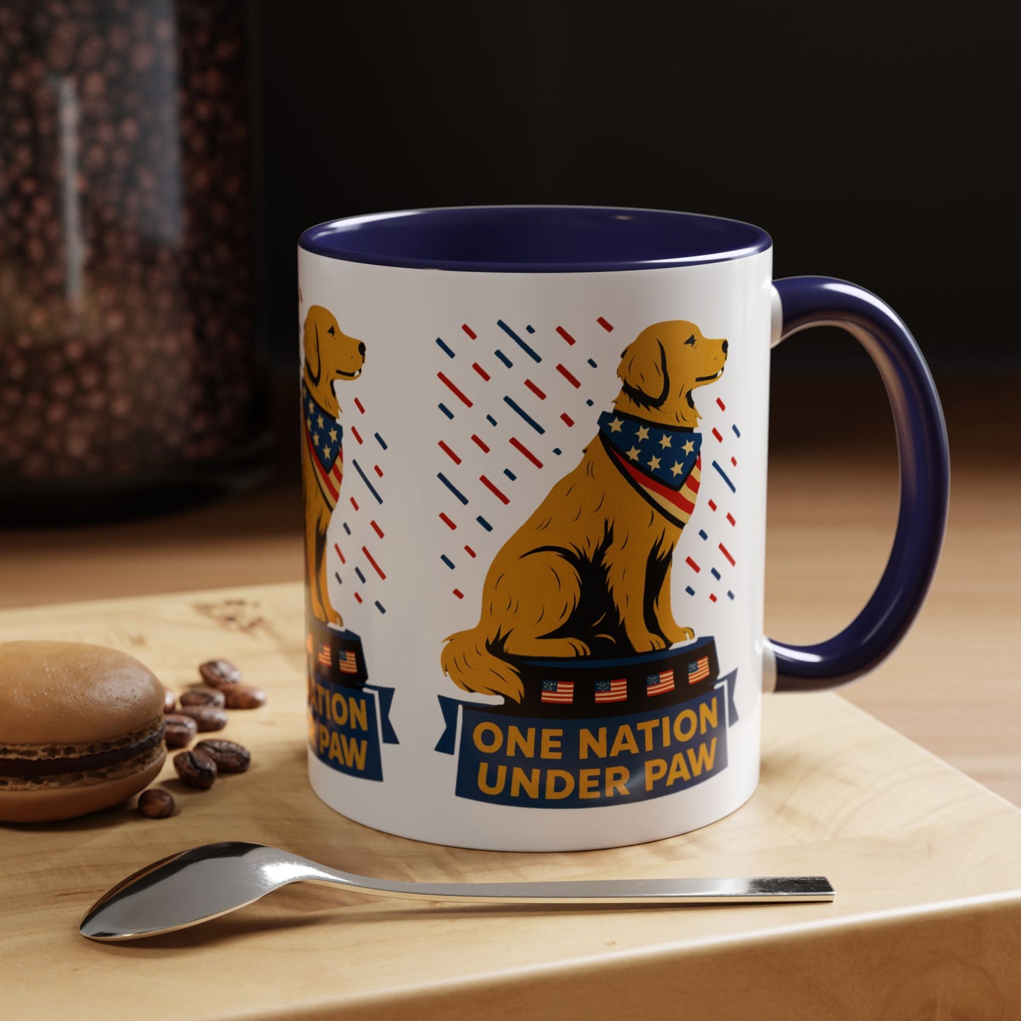 Patriotic Dog Coffee Mug for Dog Lovers, One Nation Under Paw Mug, 4th of July Gift, Animal Lover's Cup, USA Pride Mug