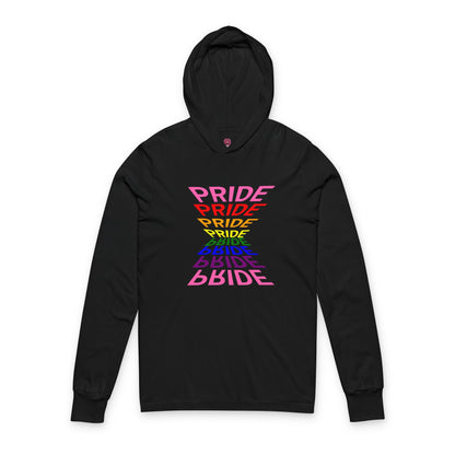 "Pride" Graphic Long Sleeve Hooded Tee, Unisex Pride Shirt, LGBTQ+ Awareness Top