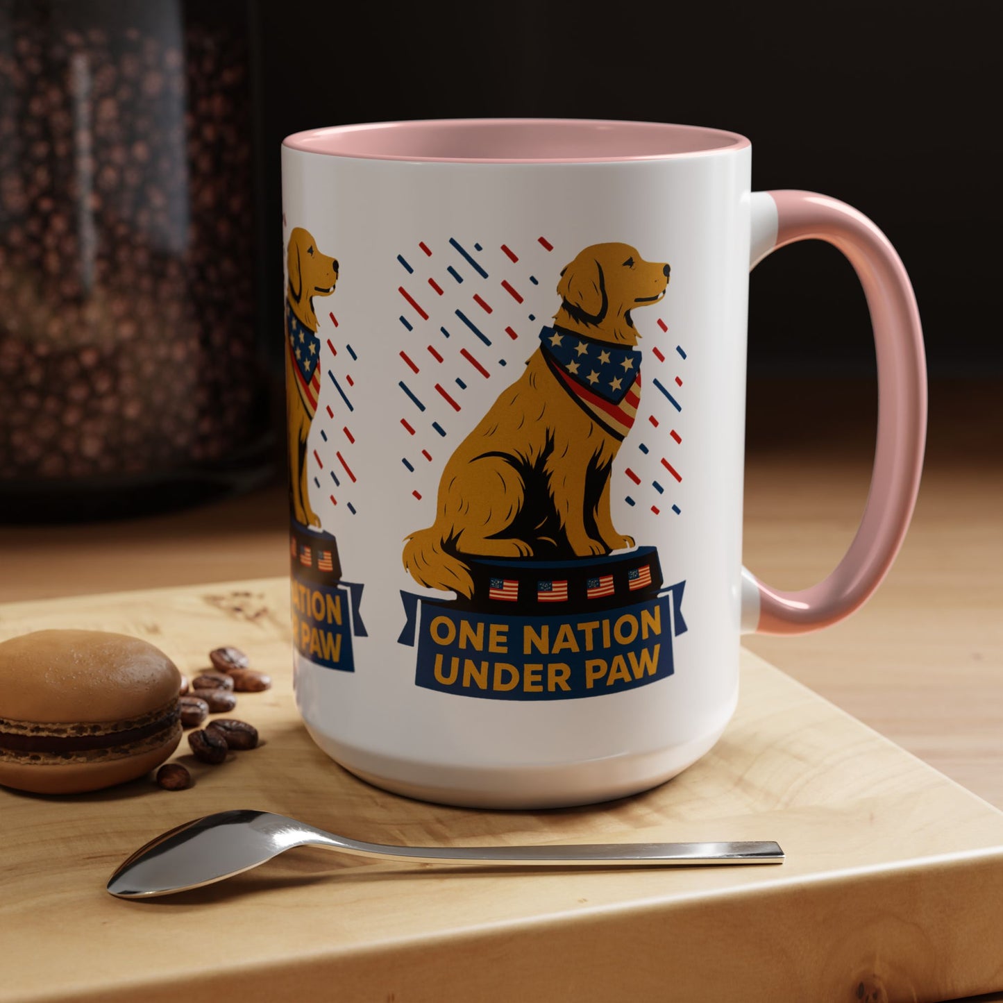 Patriotic Dog Coffee Mug for Dog Lovers, One Nation Under Paw Mug, 4th of July Gift, Animal Lover's Cup, USA Pride Mug