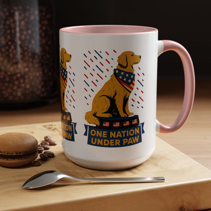Patriotic Dog Coffee Mug for Dog Lovers, One Nation Under Paw Mug, 4th of July Gift, Animal Lover's Cup, USA Pride Mug
