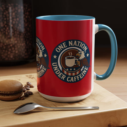 Patriotic Coffee Mug, One Nation Under Caffeine, USA Gift, Americana Mugs, Coffee Lovers Gift, Red White Blue Cup