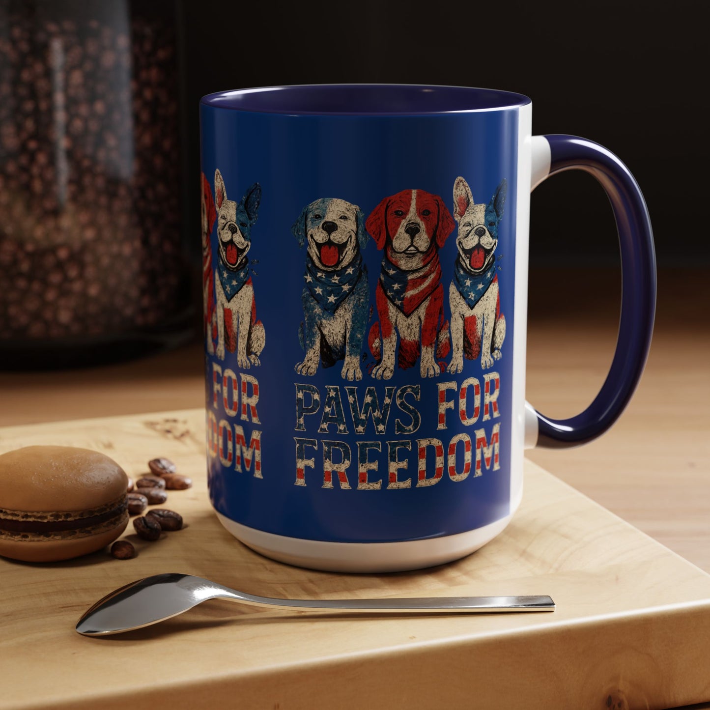 Patriotic Dog Mug - Paws for Freedom, Pet Lover Gift, 4th of July Decoration, Coffee Cup for Dog Owners, Animal Rights Celebration