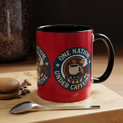 Patriotic Coffee Mug, One Nation Under Caffeine, USA Gift, Americana Mugs, Coffee Lovers Gift, Red White Blue Cup