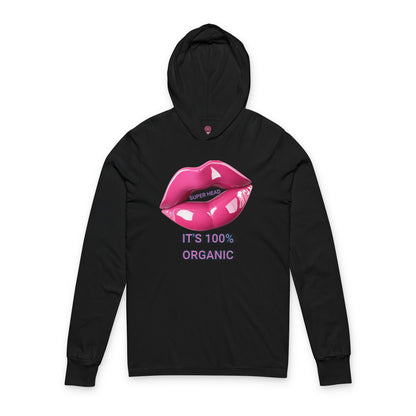 Super Head Gurl It's 100% Organic Unisex Long Sleeve Hooded Tee, Fun Graphic T-Shirt, Stylish Everyday Top