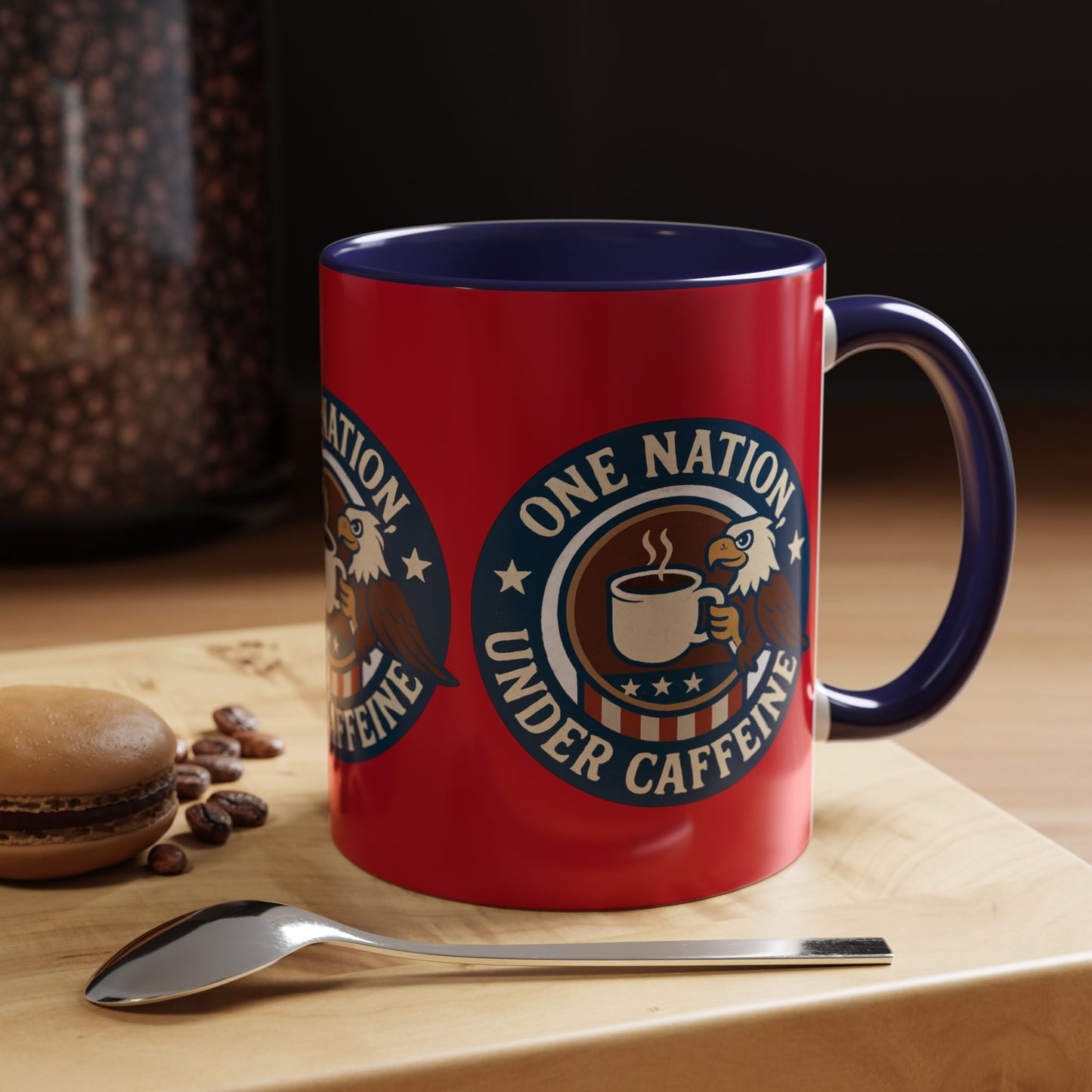 Patriotic Coffee Mug, One Nation Under Caffeine, USA Gift, Americana Mugs, Coffee Lovers Gift, Red White Blue Cup